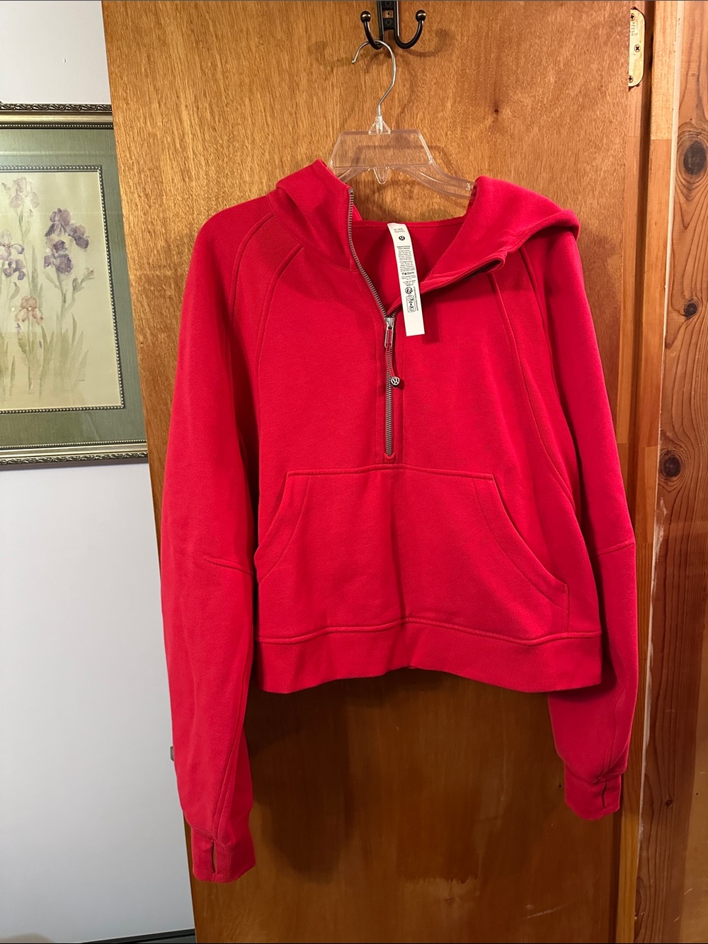 lululemon athletica Bright Red Half-Zip Hoodie Sweater
